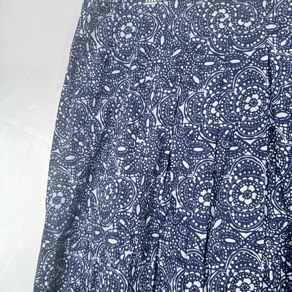 Elegant Navy Patterned‎ Skater Skirt 100% Cotton Size 12 - Picture 5 of 11